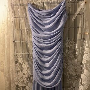 Klesis Light Purple Ruched Dress w/sheer layered bottom. Worn for a few hours.